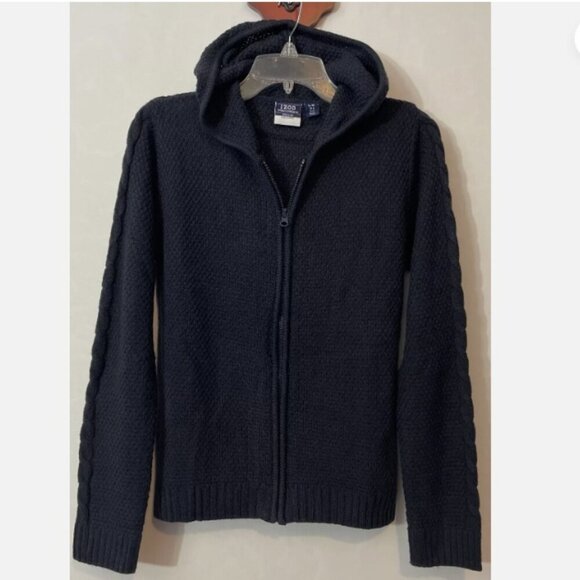 Izod Approved Schoolwear Girls XL (16) Plus Blue Knit Zip-Up Hooded Sweater - Picture 1 of 5